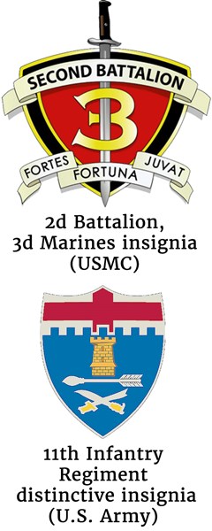 2d Battalion, 3d Marines and 11th Infantry Regiment distinctive insignias. (USMC/U.S. Army)
